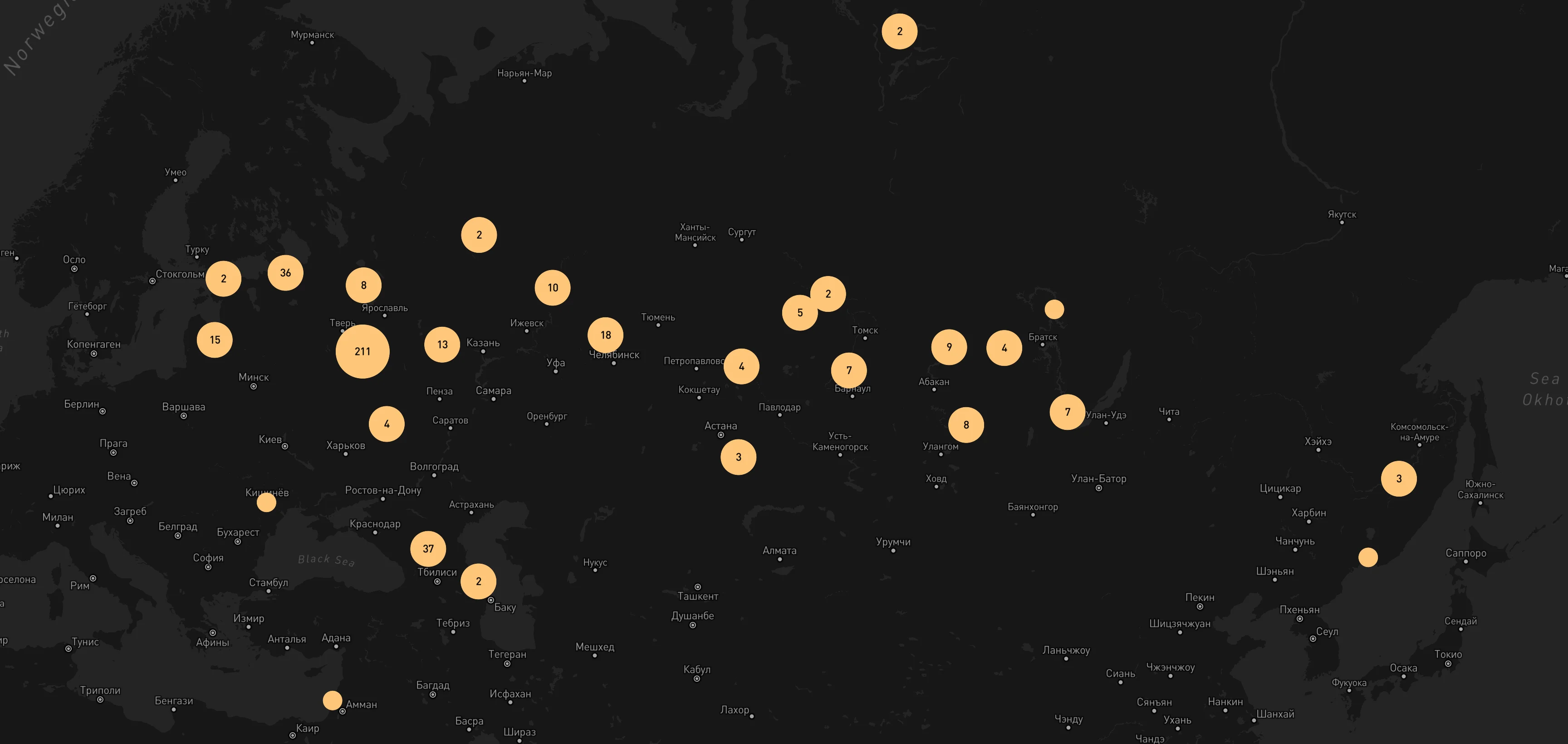 Карта съемок проекта Мой ГУЛАГ